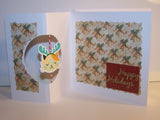 Square Happy Holidays Spinning Cat With Reindeer Ears Card