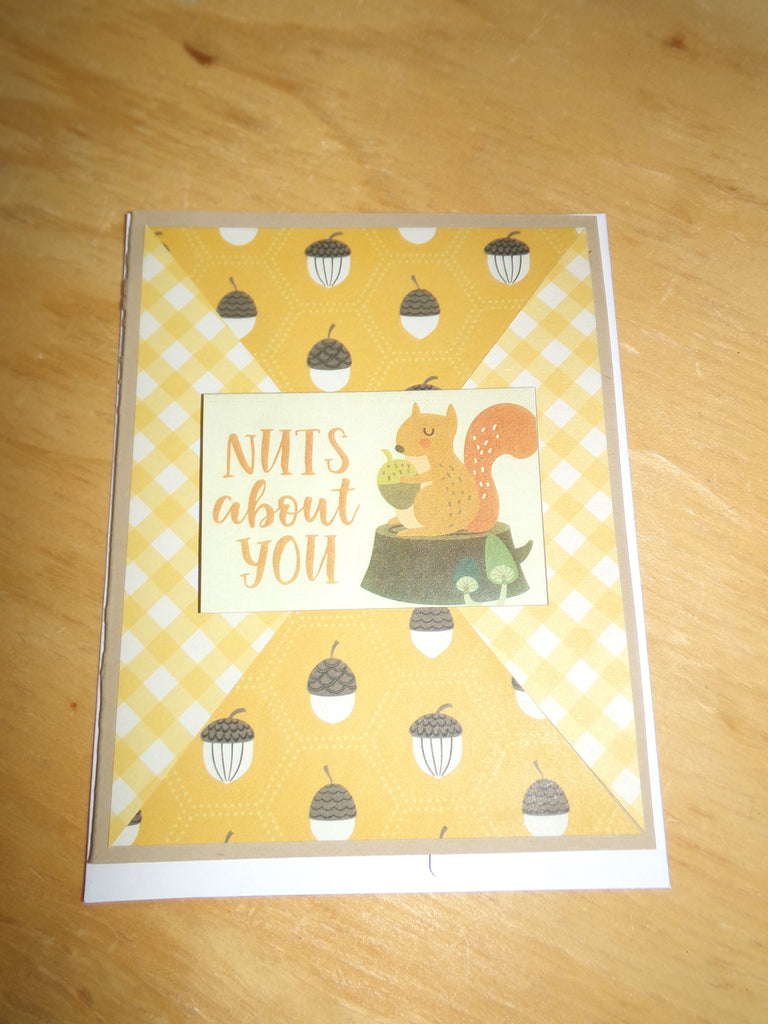 "Nuts About You" Card - Yellow Plaid