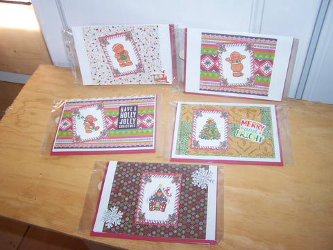 Gingerbread Man Stamped Holiday Cards - Set of 5