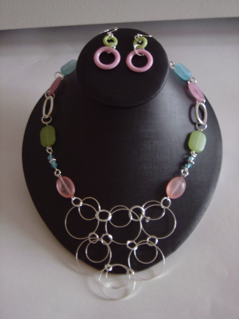 Colorful Circle Fashion Earring & Necklace Set