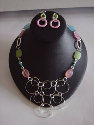 Colorful Circle Fashion Earring & Necklace Set