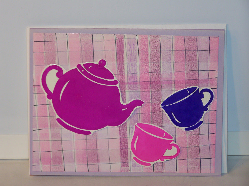 Any Occasion Card - pink/purple tea pots