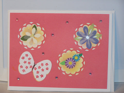Any Occasion Card - white butterfly & flowers