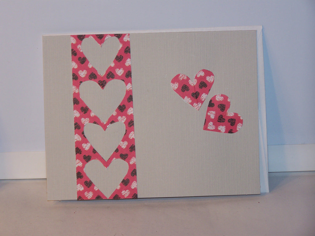 Special Occasion - gray cutout hearts & stripe card