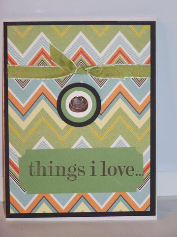 Special Occasion - green "things I love" stamped card