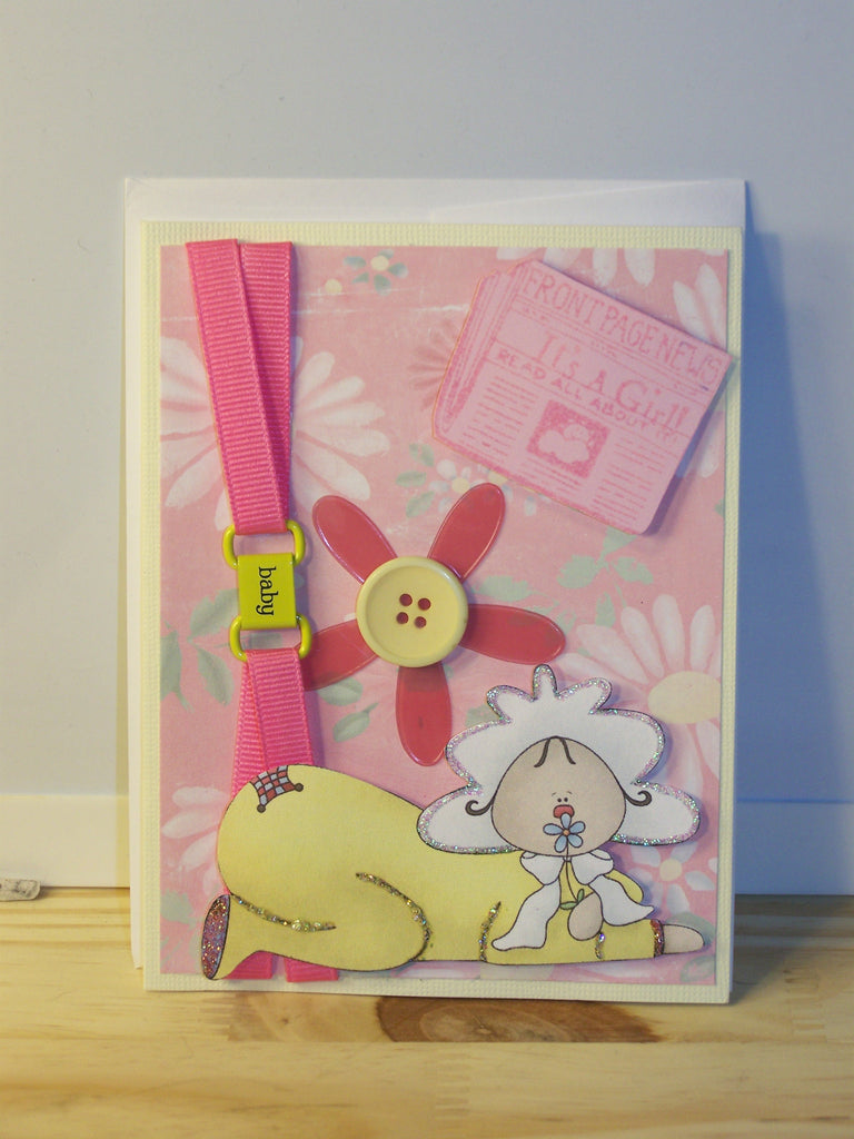 Baby With Flowers and Ribbon Card