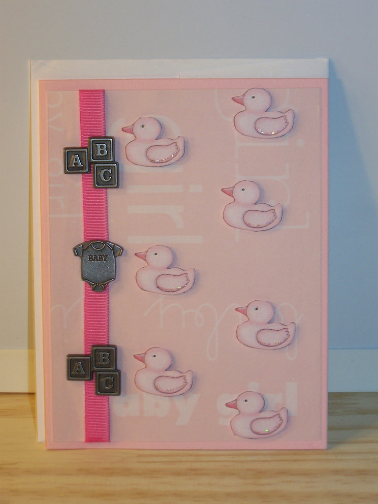 Pink Ducks Baby Card