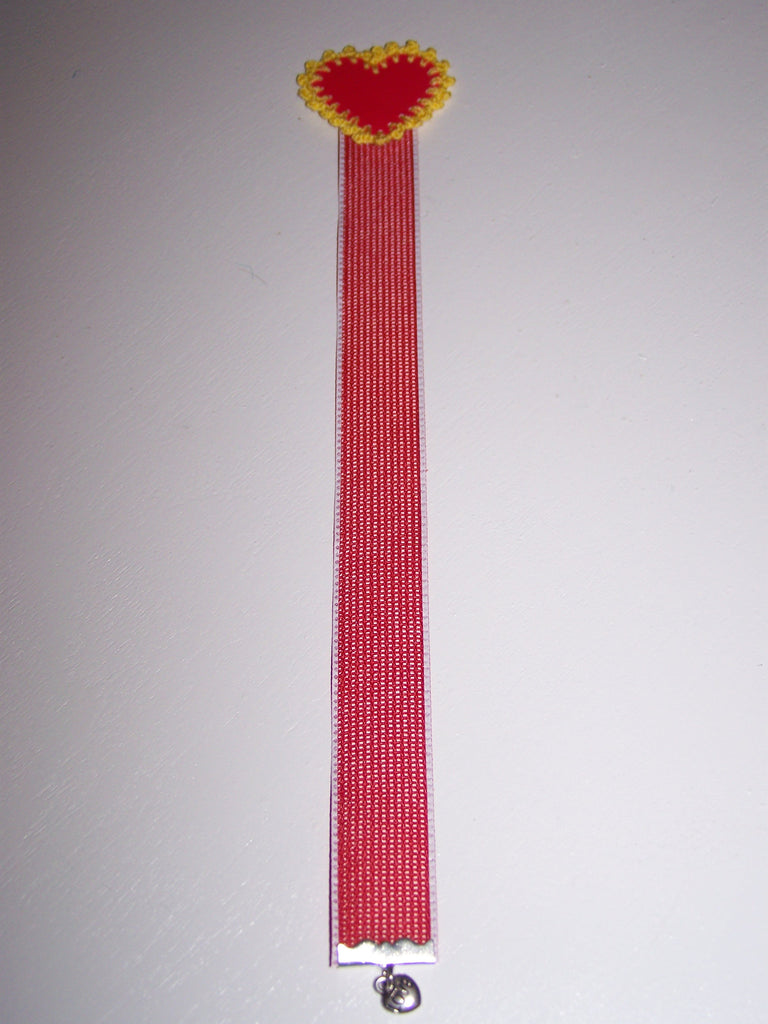 Red heart red ribbon bookmark