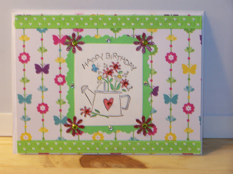 Colorful Butterflies & Flowers Birthday Card