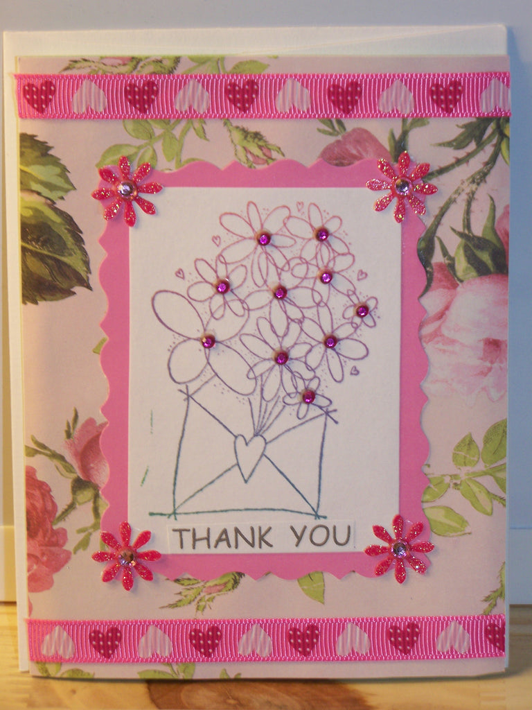 Thank You card - pink flowers