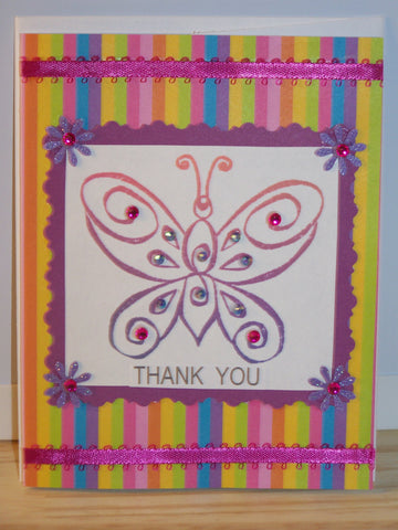 Thank You card - multi-colored butterfly