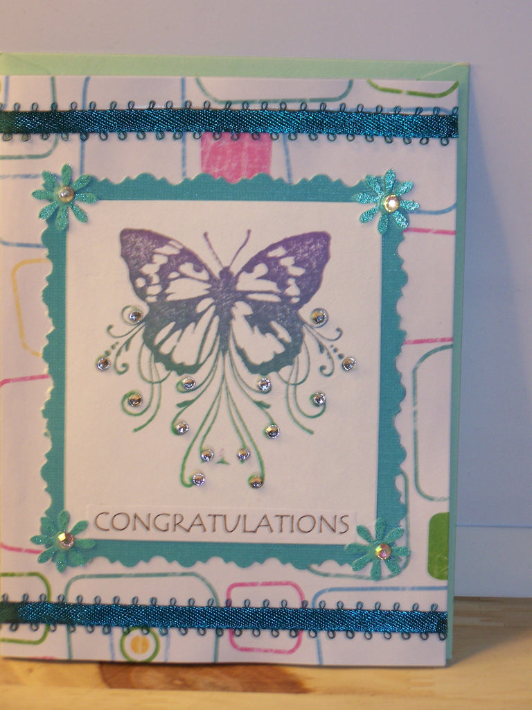 Congratulations card - green butterfly