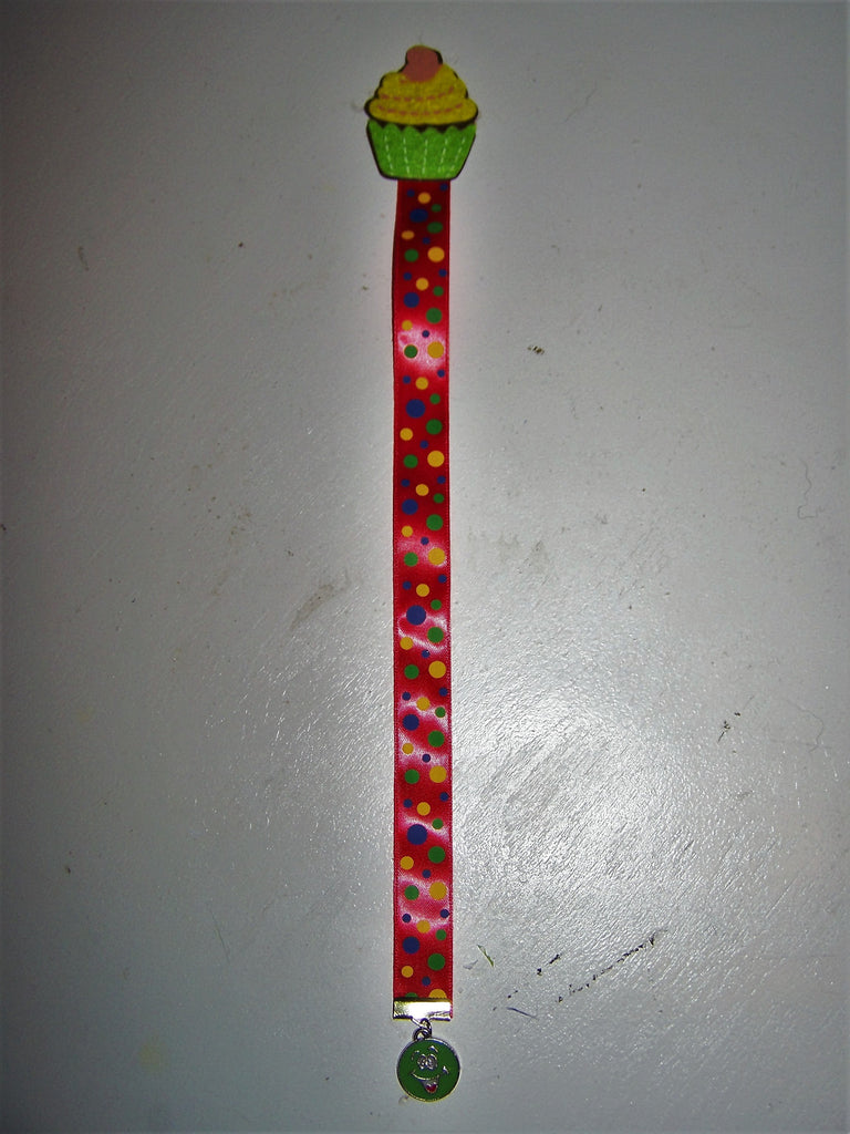 yellow/green cupcake & green smiley face bookmark