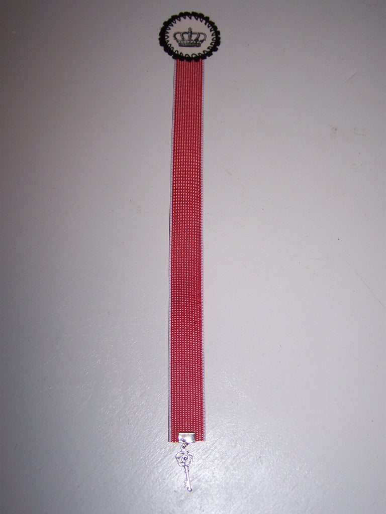 Black Crown Red Ribbon Bookmark