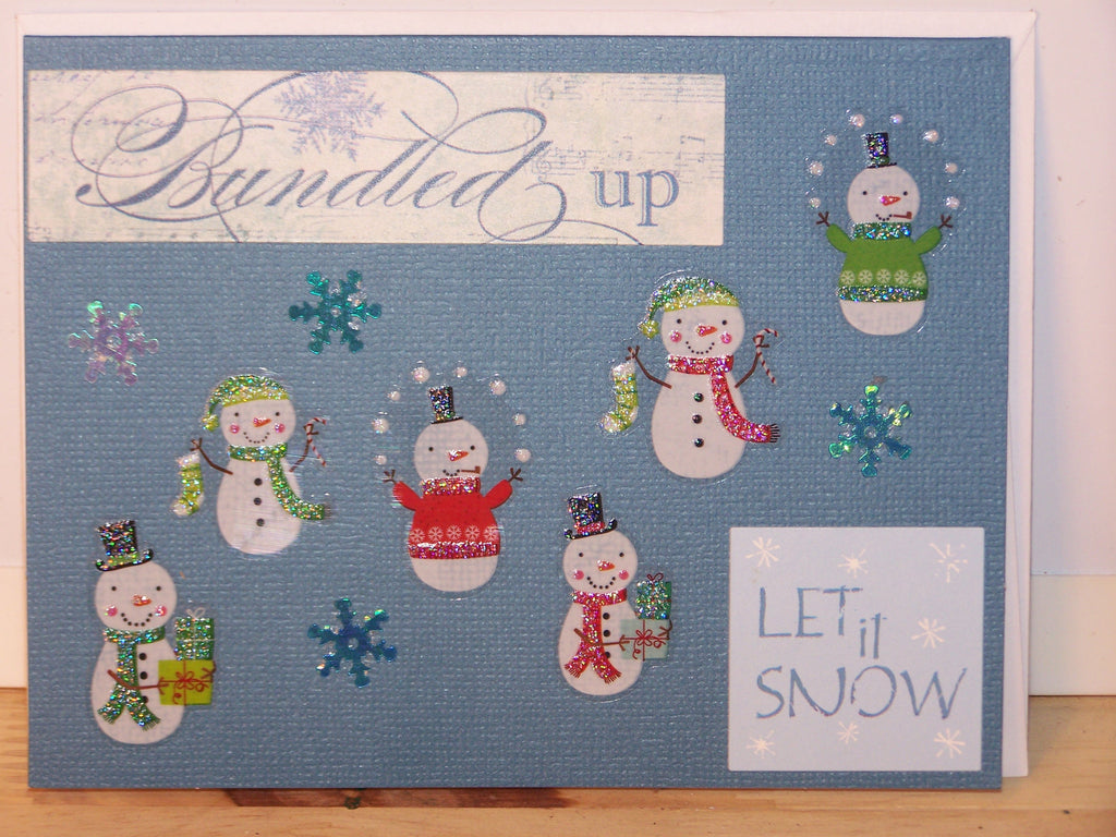Bundled Up, Let it Snow Snowmen Holiday Card
