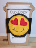 Smiley Face Emoji with Heart Eyes Cup Cozy