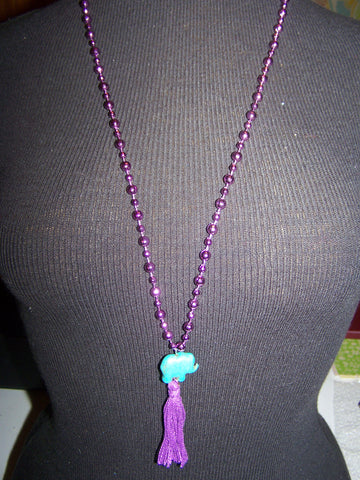 16" Beaded Necklace (Elephant) with Tassel