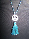 16" Beaded Necklace (Peace Sign) with Tassel