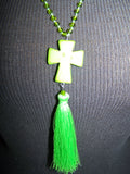 21" Beaded Necklace (Cross) with Tassel