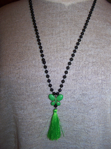 14" Beaded Necklace (Butterfly) with Tassel