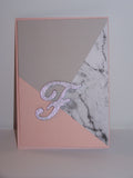 Initial Notecard - Pink w/Gray Marble