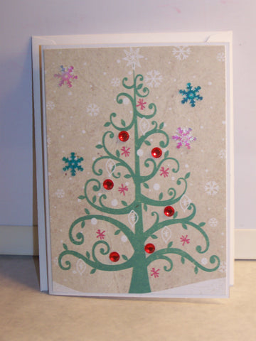 Holiday Tree with Snowflakes Holiday Card