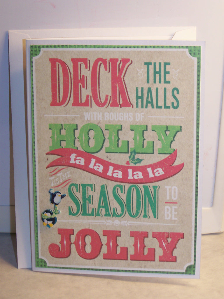 Deck the Halls Penguins Holiday Card