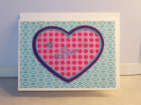 Purple Heart Teal Background Love Special Occasion Card