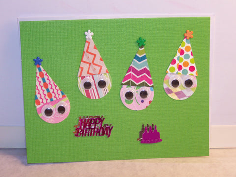 Green 4 Circle Googly Eyes Birthday Card