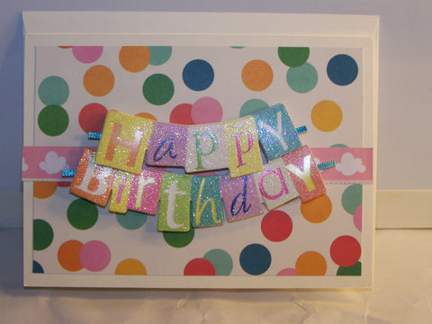 Glitter Banner Happy Birthday Card