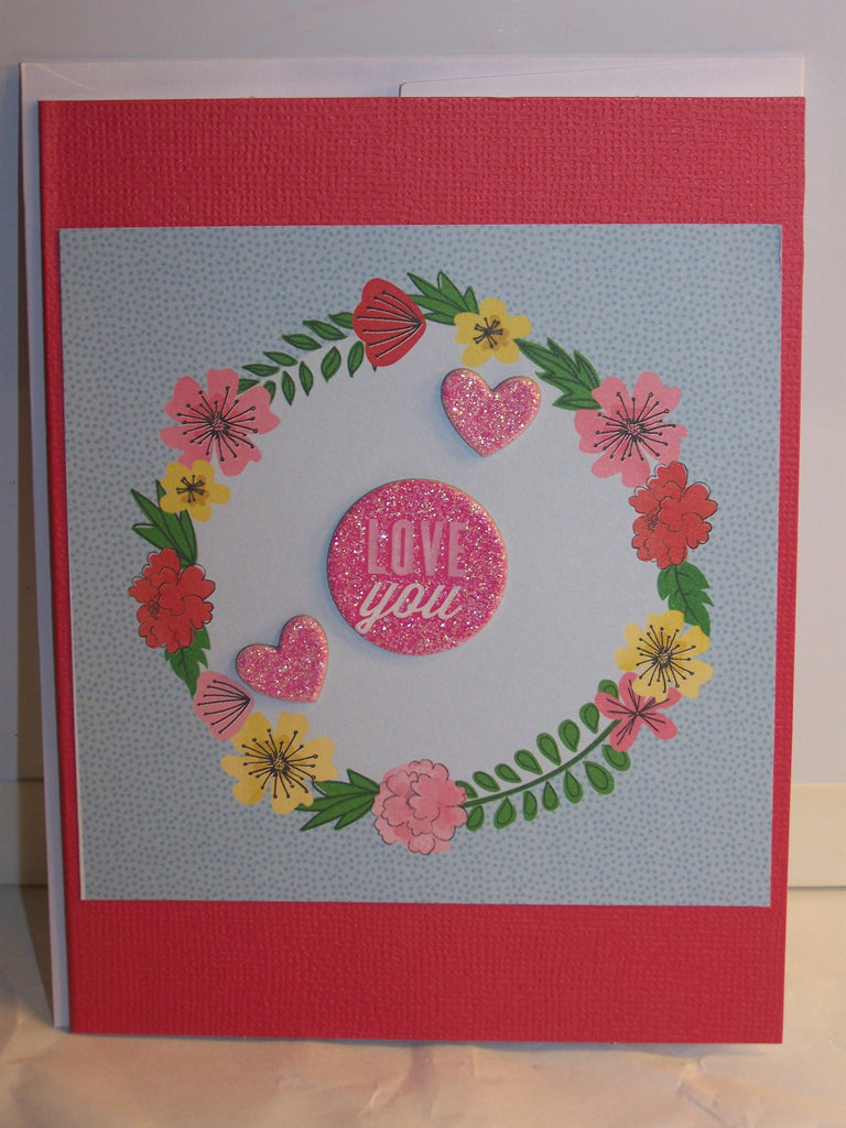 Red Flower Circle Love You - Special Occasion Card