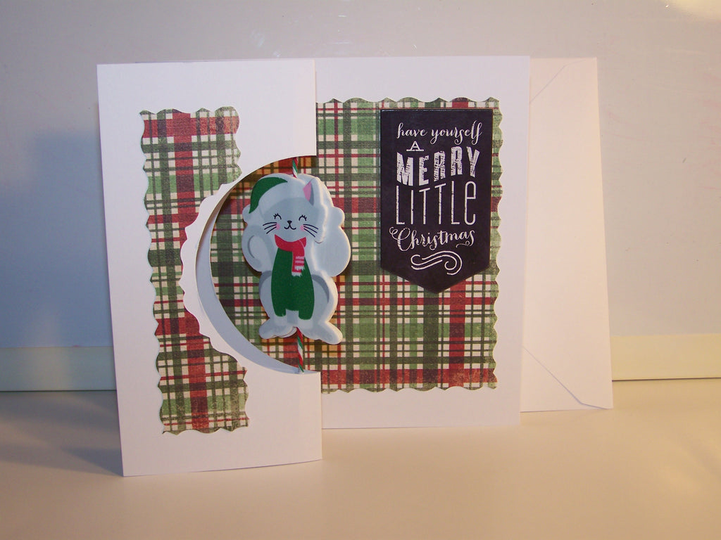 Square Have Yourself A Merry Little Christmas Spinning Cat Card