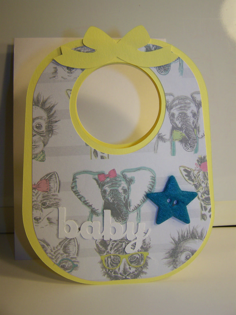 Animals in Glasses on a Baby Bib Card
