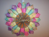 18" Colorful Welcome Paper Wreath