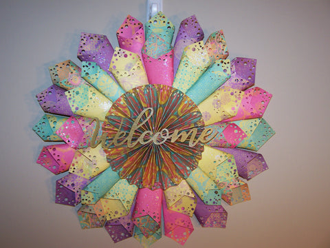 18" Colorful Welcome Paper Wreath