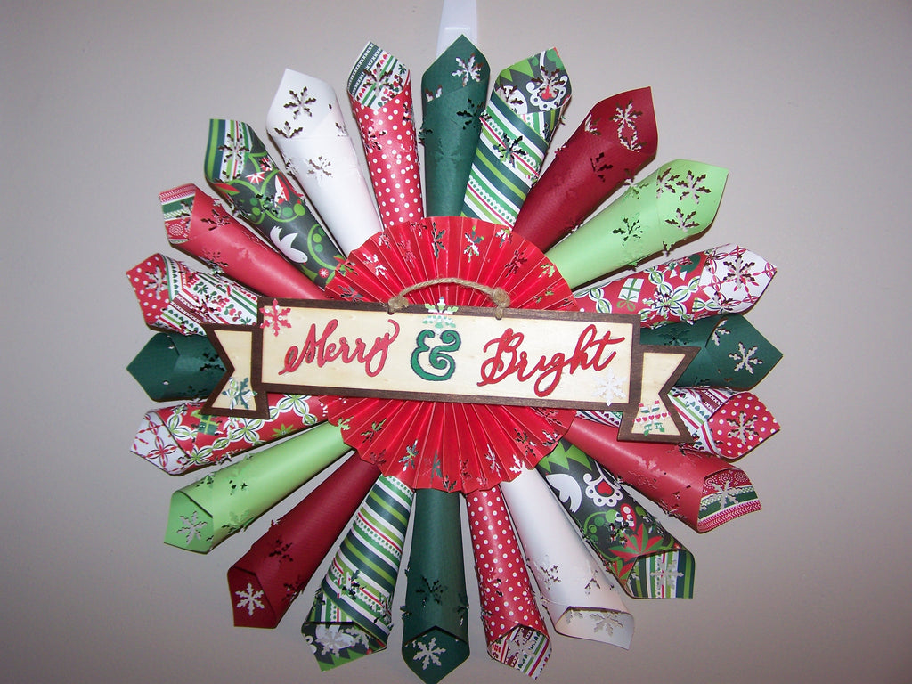 18" Merry & Bright Holiday Paper Wreath