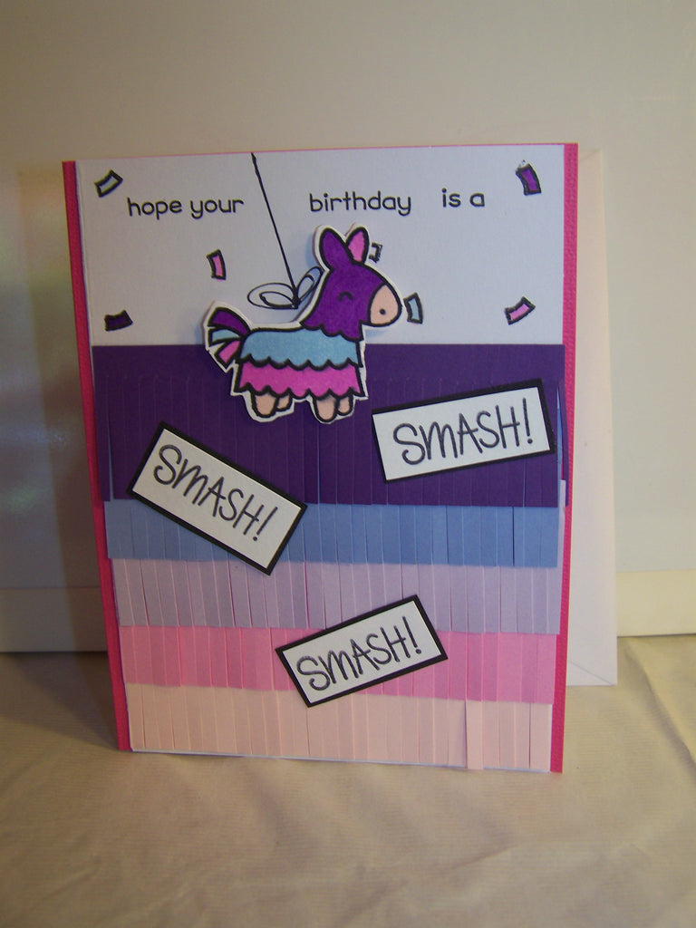 Hope Your Birthday Is A Smash Pinata Birthday Card  - Pink