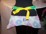 Half Apron with Colorful Flowers and Green Pockets