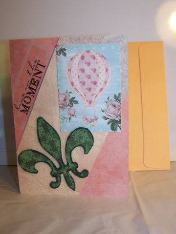 Live In The Moment Hot Air Balloon Fleur de Lis Card