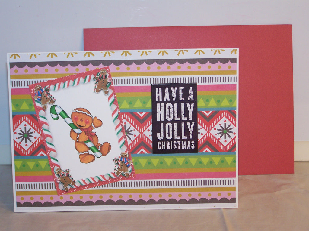 Have A Holly Jolly Christmas Gingerbread Stamped Card