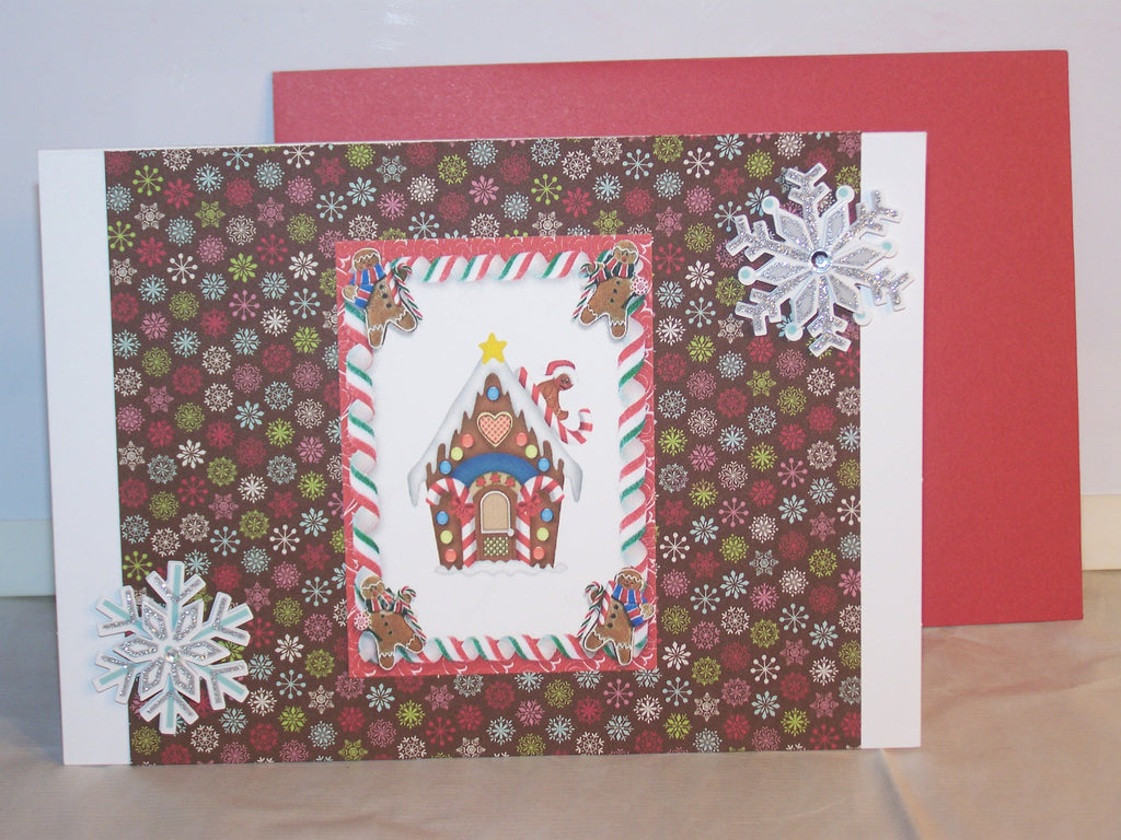 Gingerbread House and Snowflakes Stamped Card