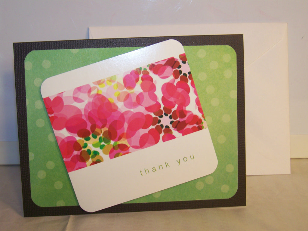 Colorful Flowers and Dots Thank You Card