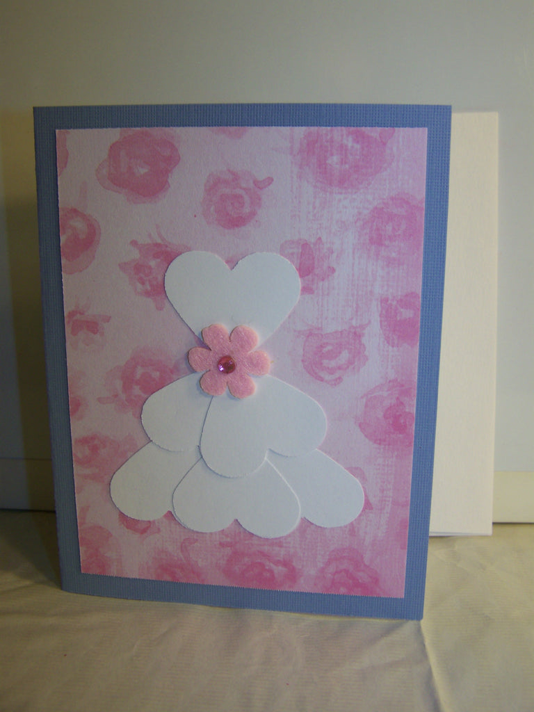 Wedding Dress with Pink Flowers Card