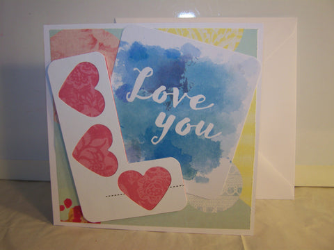 Love You "L" With Hearts Card